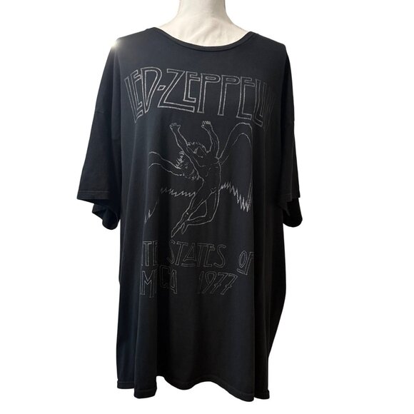 Led Zeppelin 1977 USA Tour Oversized Black Graphic T-Shirt - Picture 1 of 14